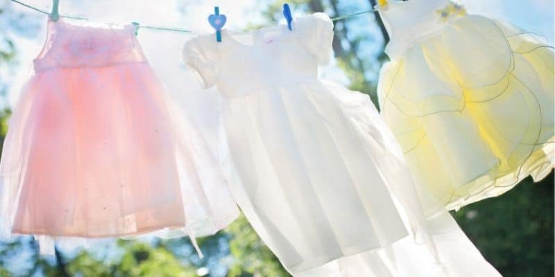 Dresses hanging from washing line
